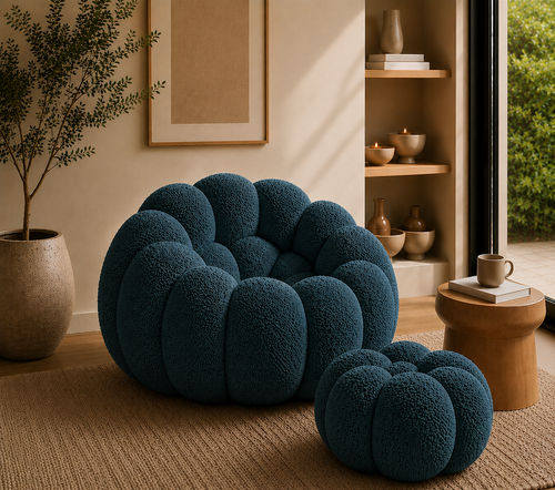 MUNA BURU Sillón + Ottoman azul